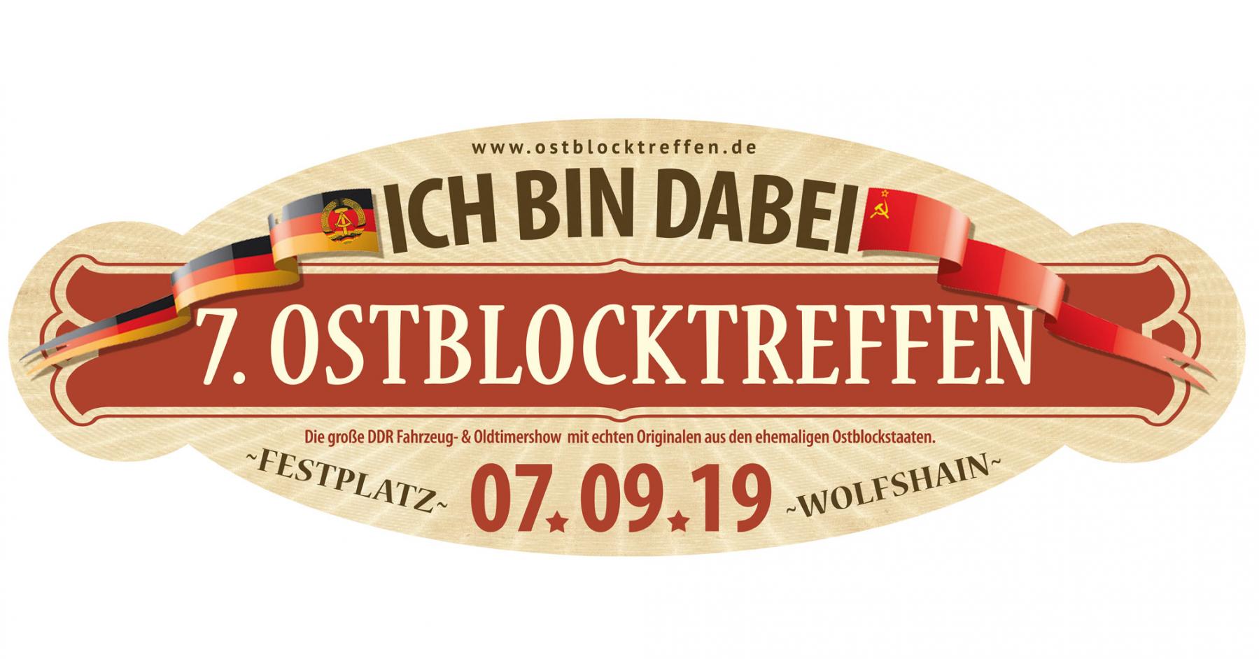 Kleiner Fan-Aufkleber: ICH BIN DABEI - Ostblocktreffen / Maße: 13 x 5 cm