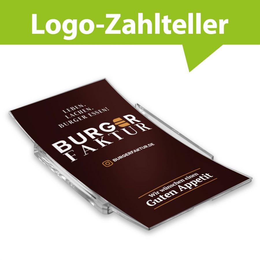 Logozahlteller Glasauflage fr Burger und Imbisse